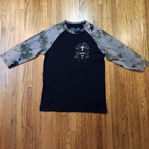 Affliction Mens 3/4 Sleeve Shirt Size M American Customs GRIM Reaper Raglan